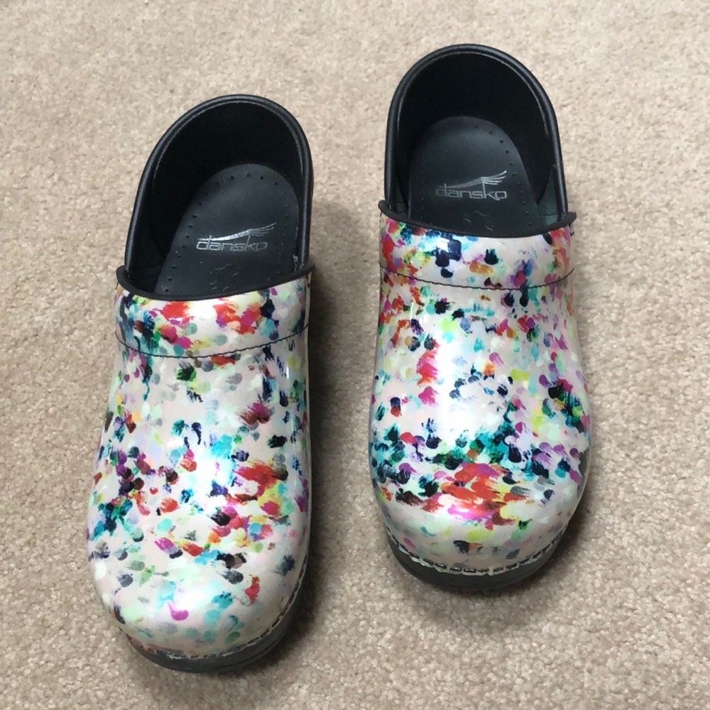 Dansko clog - size 36 - white/pearl background with multi color flecks